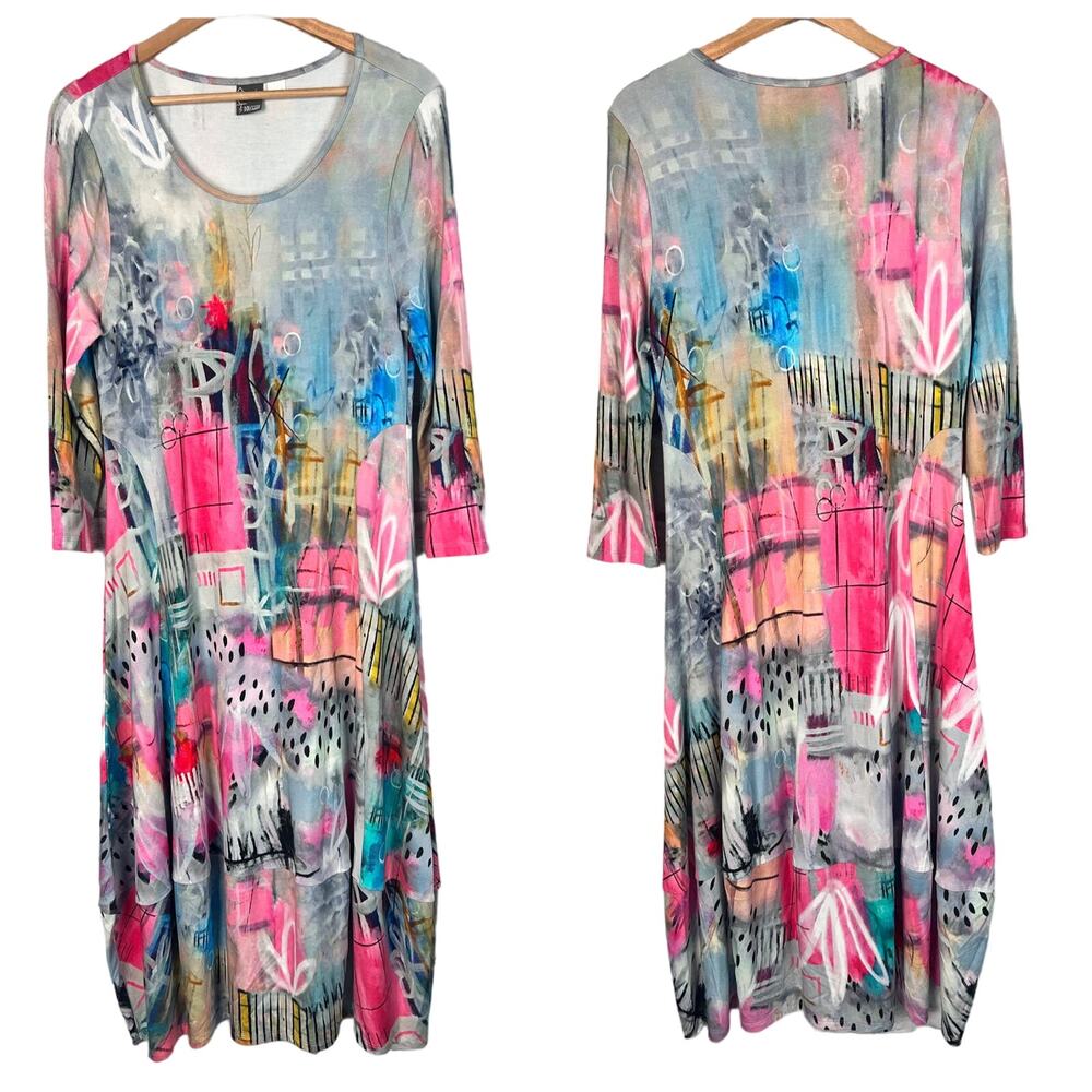 SIMPLY‎ ART DOLCEZZA Women's S The Best Things In Life Abstract Art Midi Dress
